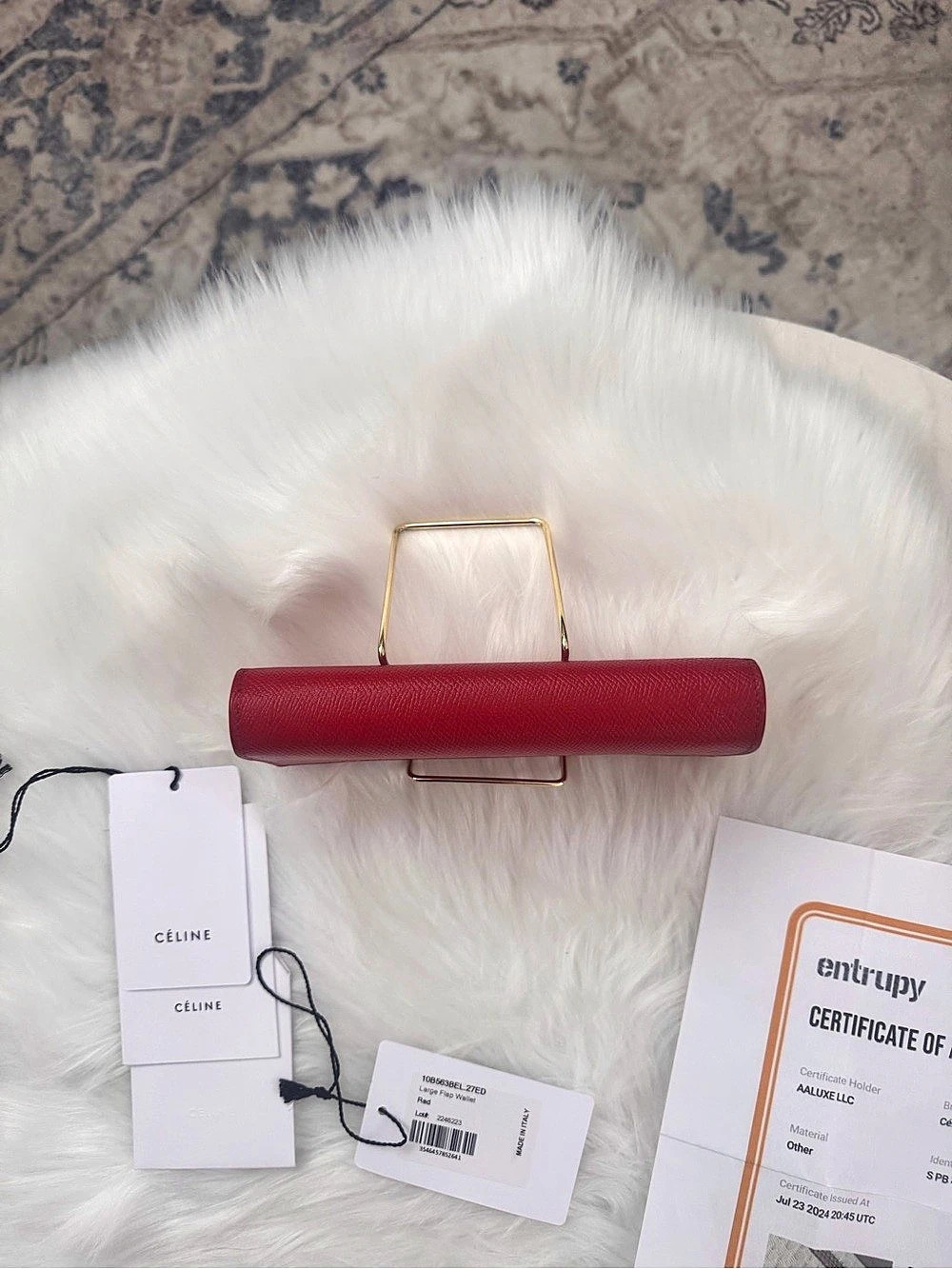 Celine Large Flap Wallet in Red - Picture 9 of 16